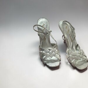 Nina Shimmering Silver Strappy Heels